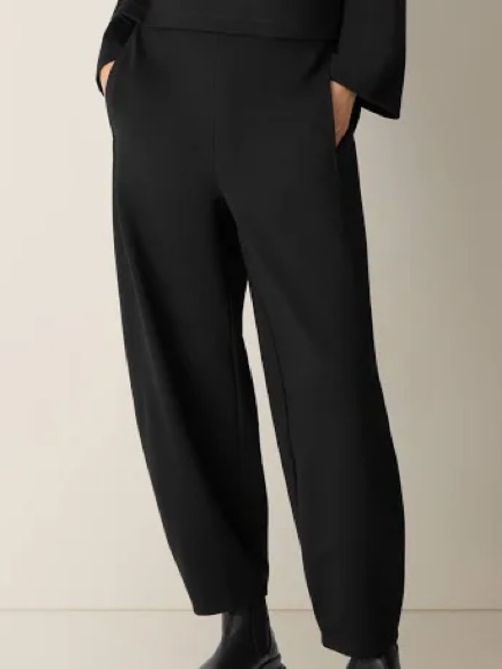Eileen Fisher Black Wide-Leg Knit Joggers
